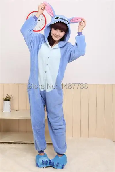 Стич синий животных стежка Onesie для взрослых мужская косплей костюм пижамы все в одном для ну вечеринку комбинезон