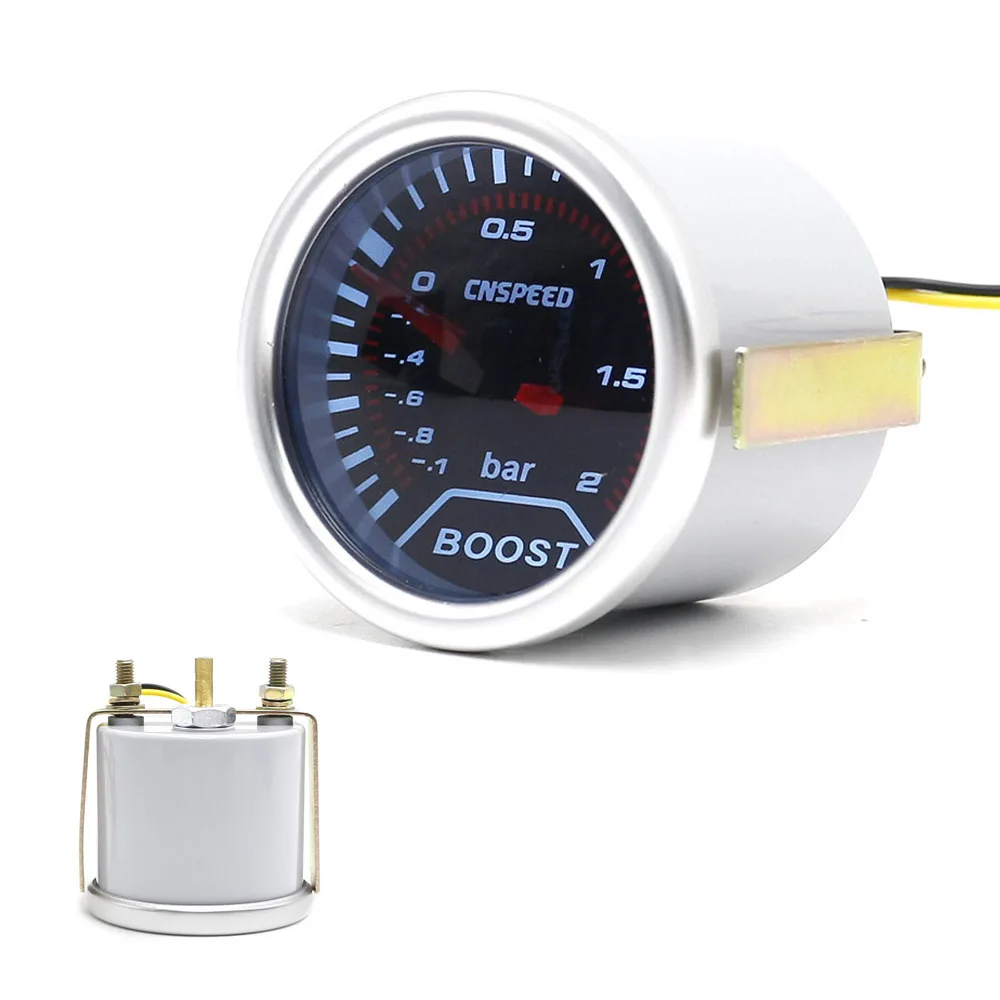CNSPEED 52mm Smoke Lens 1 2 Bar Turbo Boost Gauge With Sensor Bar Turbo