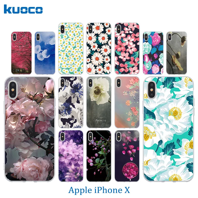 

For Apple iPhone 7 / 8 Plus X 10 Phone Case Blossom Pattern For iPhone 5C 5S SE 6 6S Plus Shell Soft Silicone Matte Back Cover