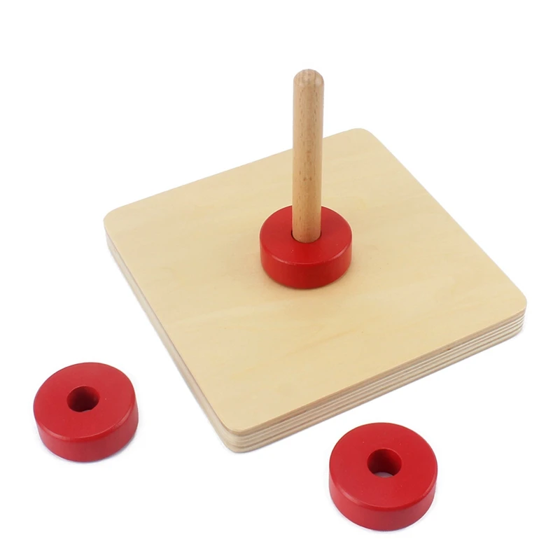 Toddlers Montessori Teaching Toy Wood Red Circle Cylinder Socket Kids Toy Baby Educational Preschool Training Brinquedos Juguets