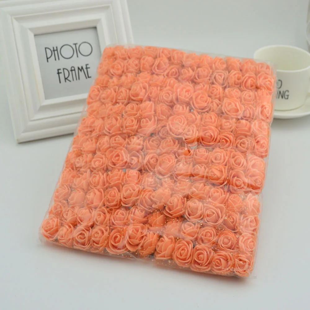 144pcs Artificial MINI Foam Roses Flowers for Home Wedding Decor Christmas Needlework Bride Wreath Gift Box Fake Plants Bouquet 