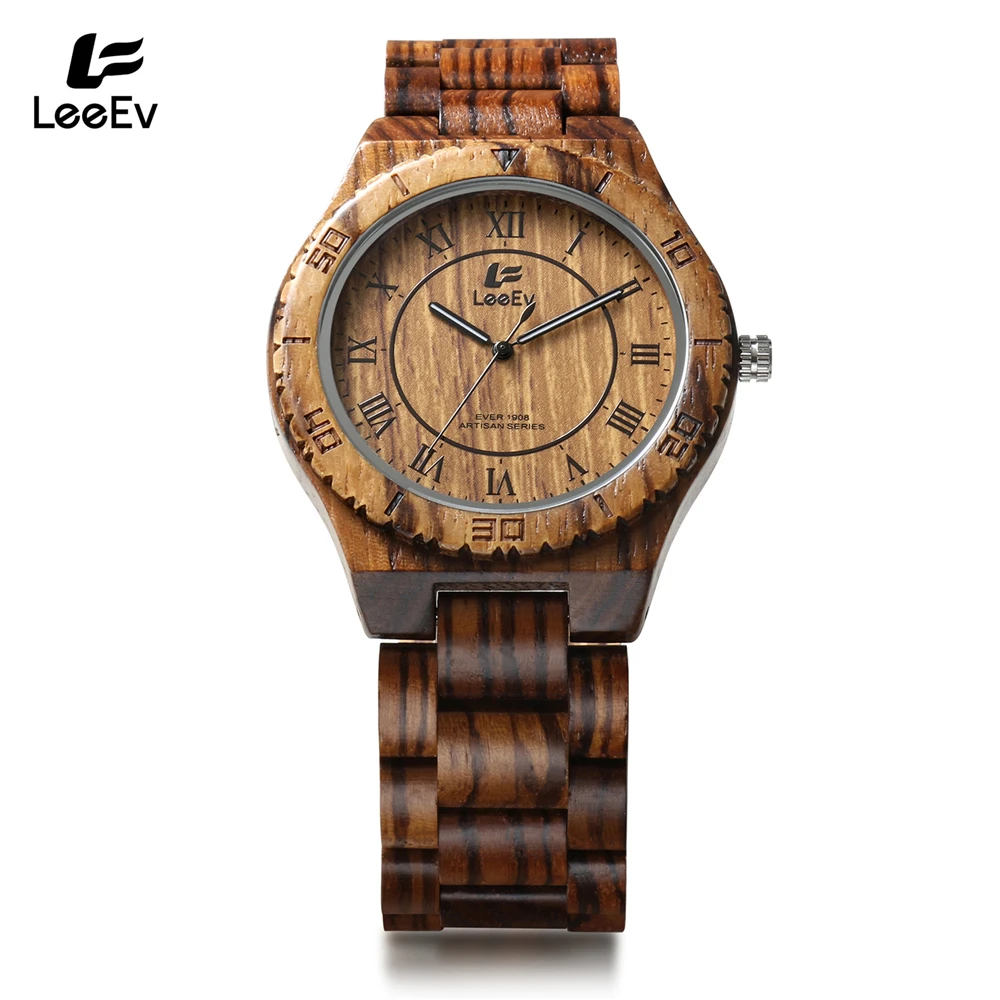 

New Fashion Top Luxury Brand Watch Wood Watches Leeev Men's Wristwatch Clock Men Wooden Gift Watch Relogio Feminino Masculino