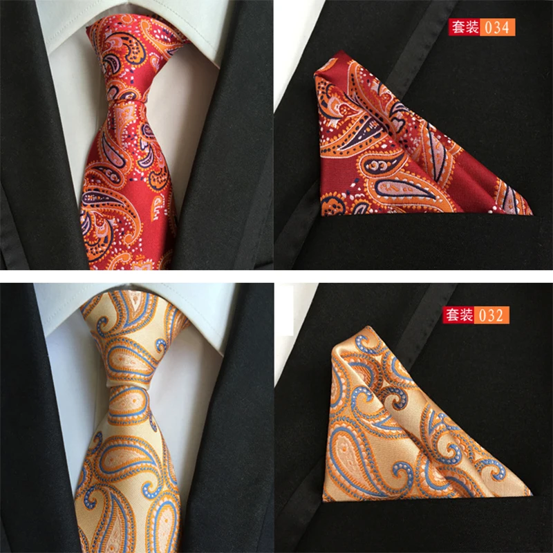  Mantieqingway New Arrival Mens Business Suit Tie Set Polyester Handkerchiefs 8cm Neck Ties for Men 