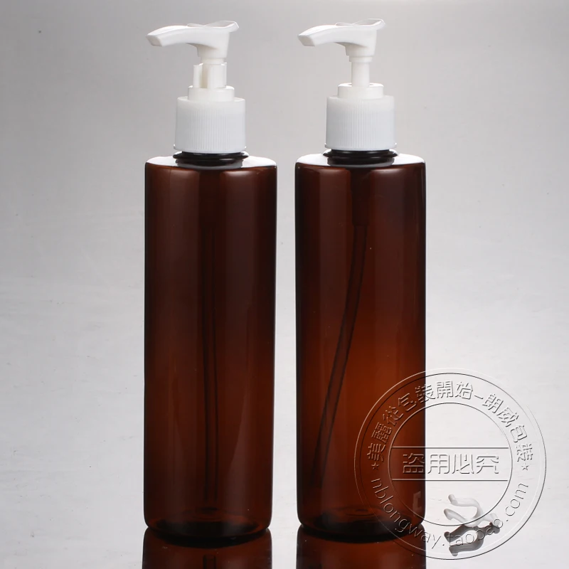 250ML Brown Bottle With Lotion Pump For Shampooin Storage Bottles