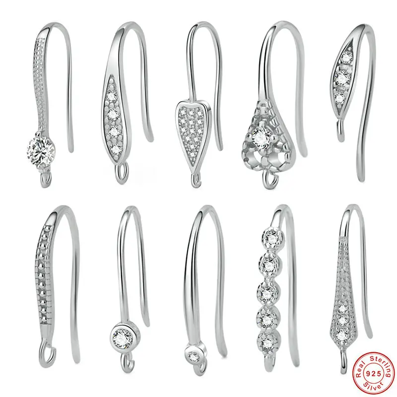 

925 Sterling Silver Diamante Earrings Clasps Hooks DIY Fine Jewelry Making
