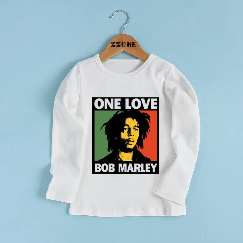 Ragazzi E Ragazze Giamaica Singer Bob Marley Reggae Rastafari Stampa T Shirt Bambino Manica Lunga T-Shirt Bambini Vestiti Divertenti, Lkp5208