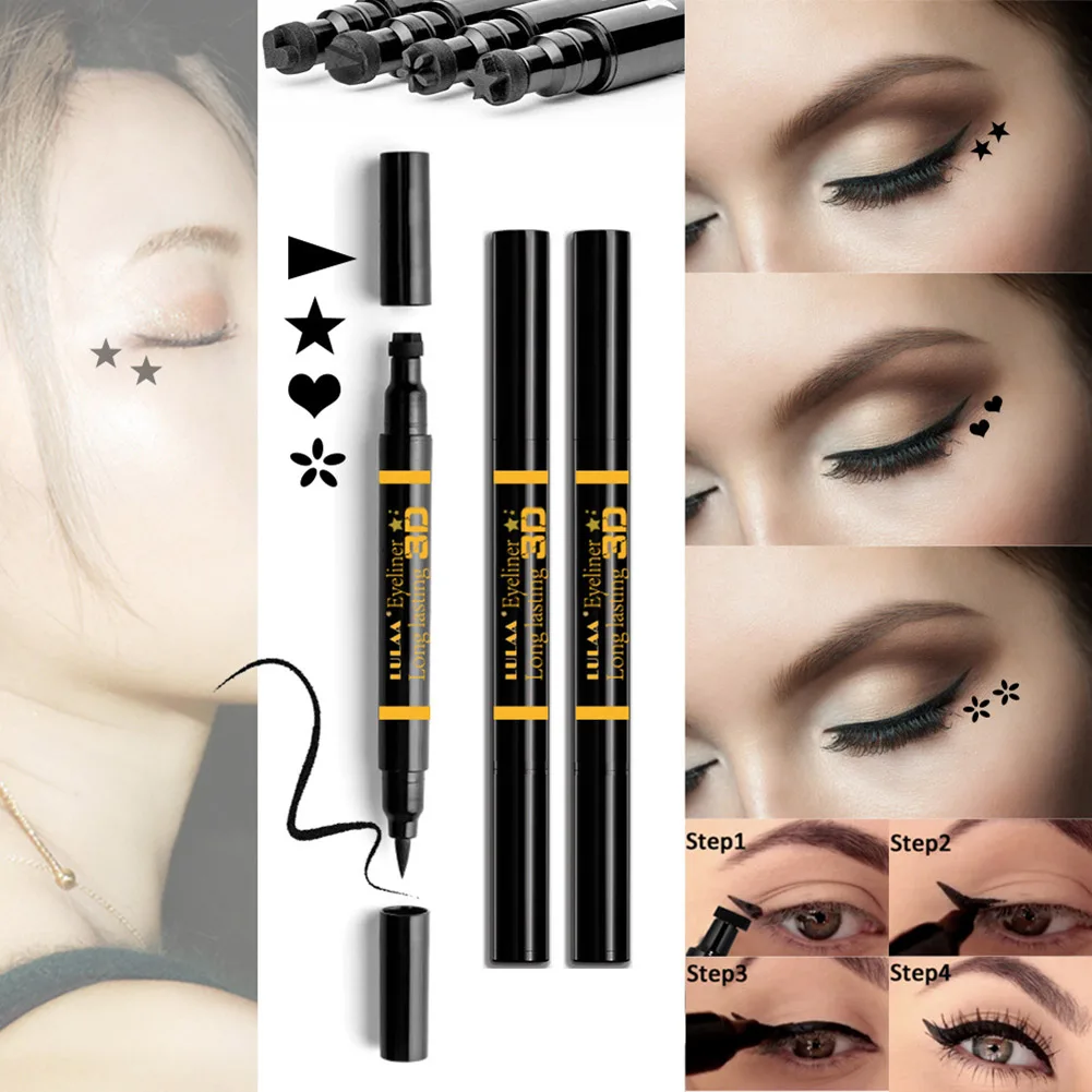 

2019 New Eyes Liner Liquid Make Up Pencil Waterproof Black Double-ended Makeup Stamps Eyeliner Pencil