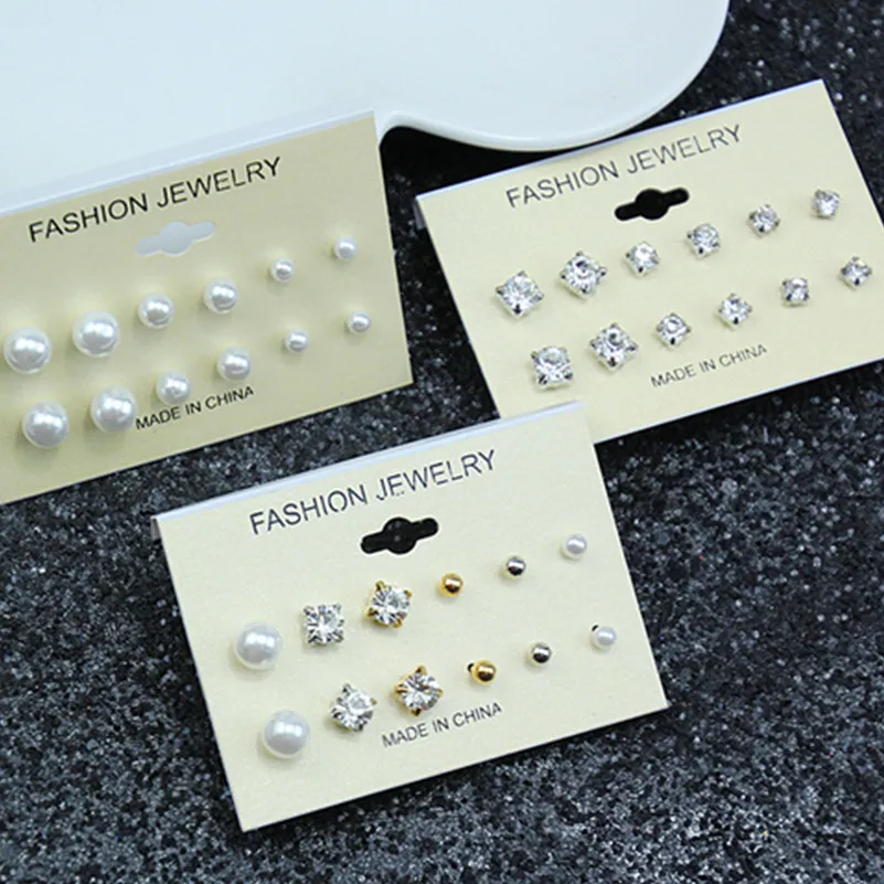 

Crystal Simulated Pearl Stud Earrings Long Piercing Fashion Tiny Earrings For Women Bijoux Jewelry boucle d'oreille e0126