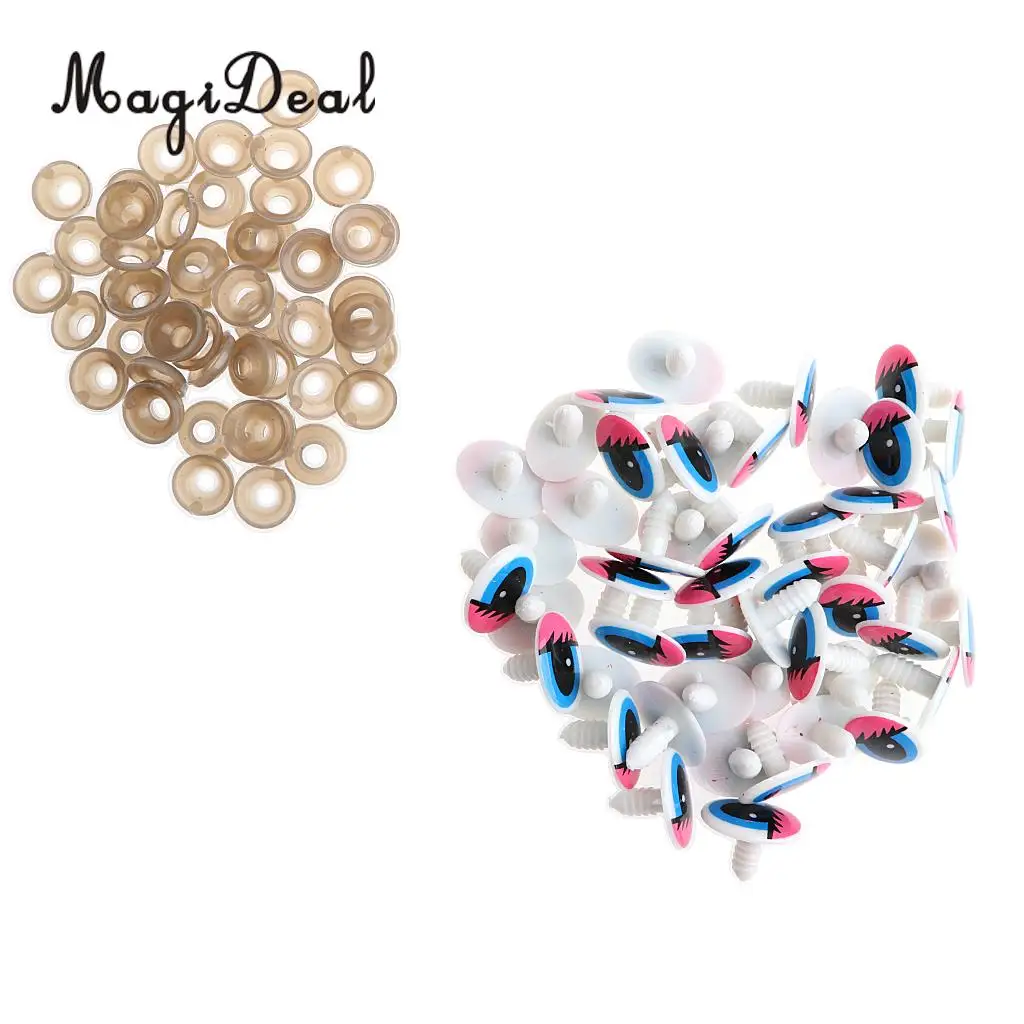 50Pcs Plastic 22*14mm Cartoon Safety Eyes For DIY Animal Scrapbooking Bear Plush Stuffed Toys w/ Washer