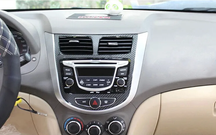 Чехол для автомобиля для hyundai VERNA, углеродное волокно, CD панель управления кондиционера, наклейки для автомобиля