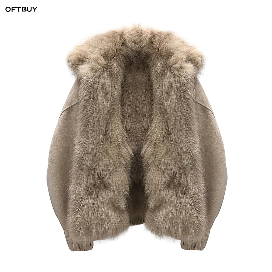 

OFTBUY 2019 luxury winter jacket women parka natural real fox fur coat loose bomber woolen jacket korean ins fashion vintage