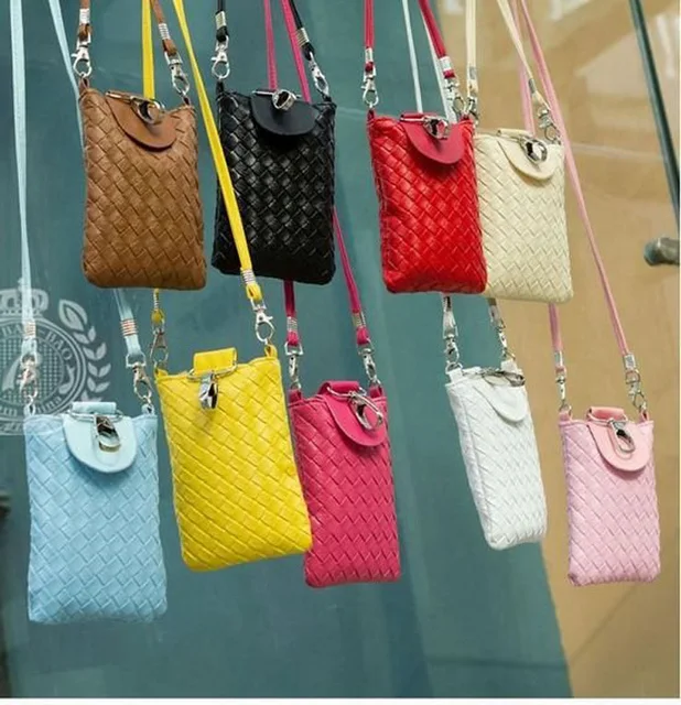 New fashion PU Single shouder Sling bag Mobile Phone Bag Candy ...