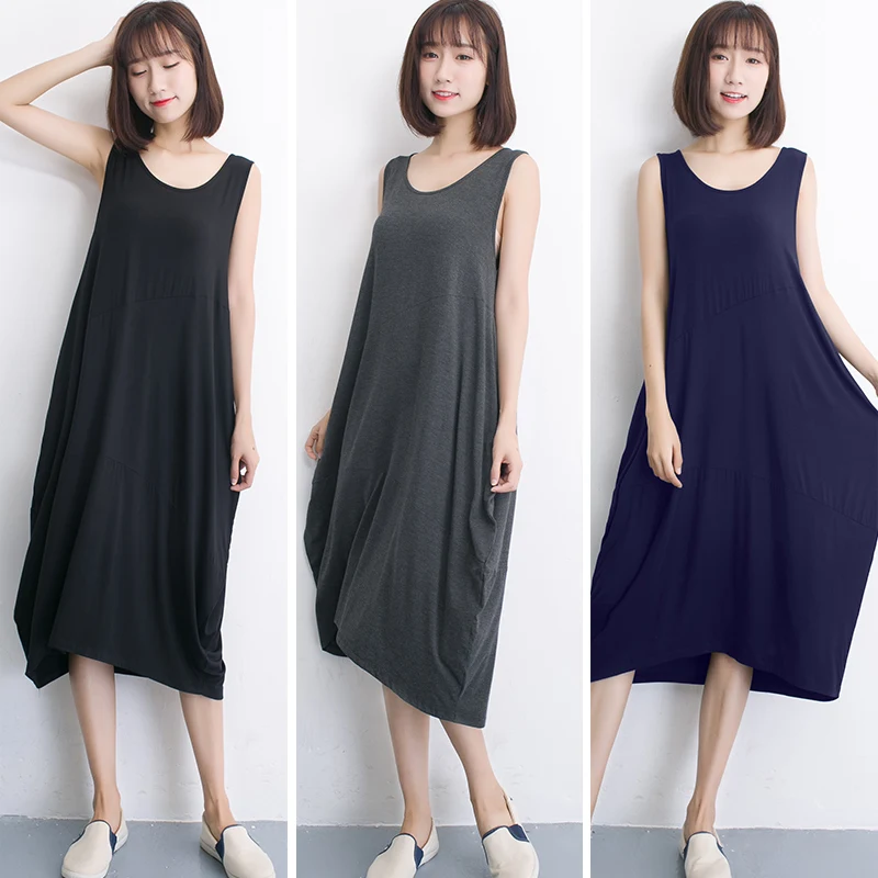 Summer 2018 High Quality New Women's Loose Design Sleeveless Vest Medium Length Full Slips Modal