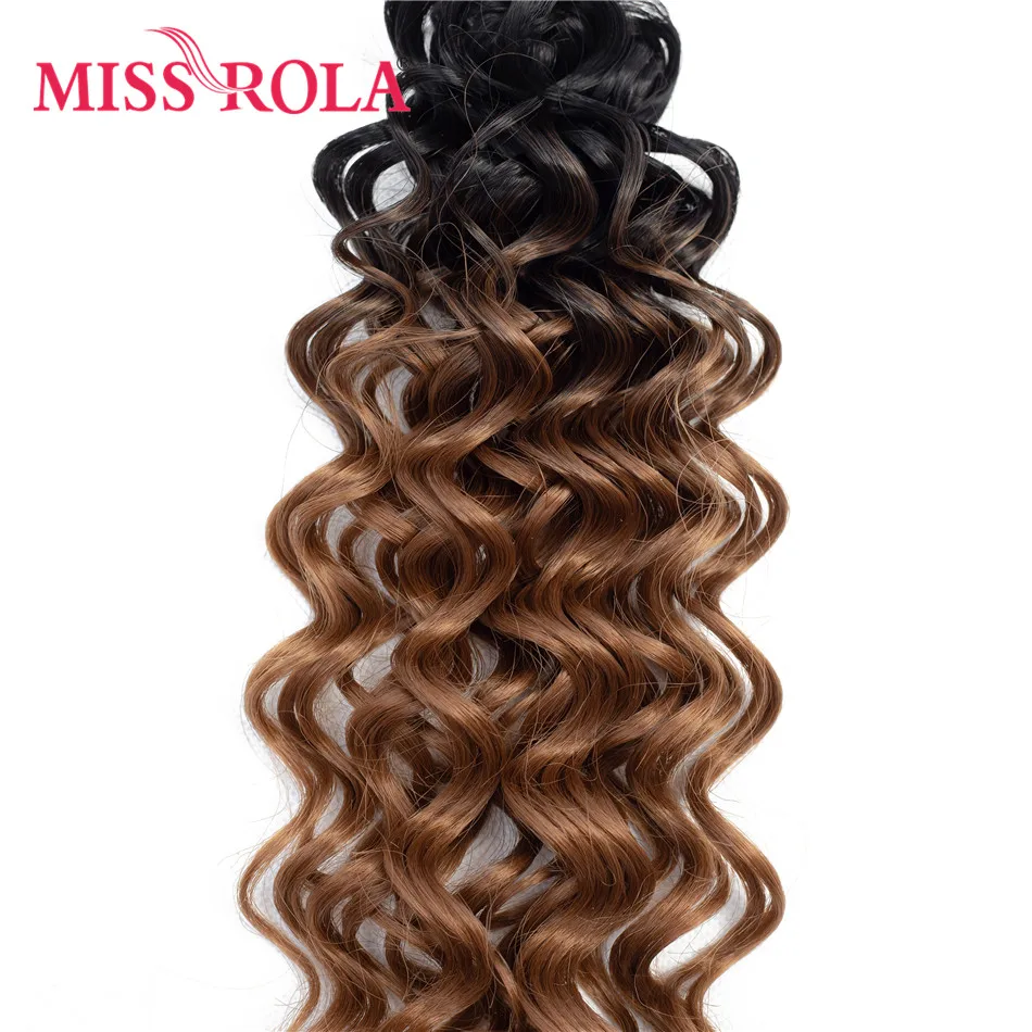 Miss Rola Synthetic Curly Hair Extensions Ombre Colored Hair Weaving Bundles 16-20inch 6pcs/Pack 200g T1B/30 With Free Closure