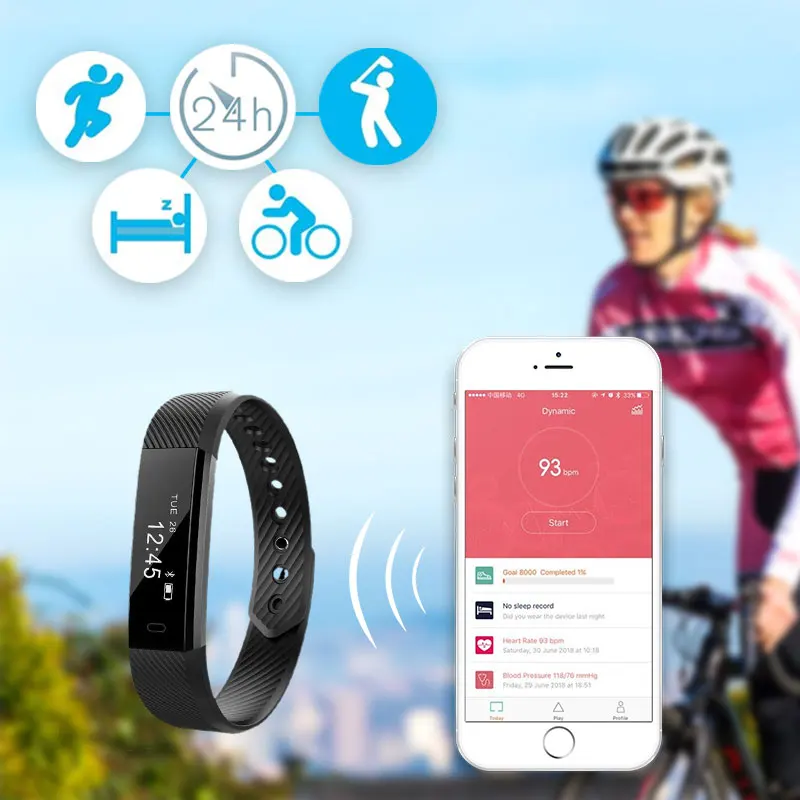 Multifunctional Pedometer ID115 Smart Armband Fitness Tracker For