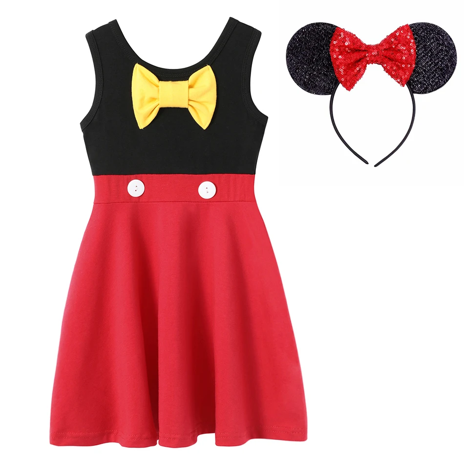 Kids Mickey Minnie Mouse Dress Girl Princess Costume Children Cosplay Mini Mouse Clothing Cartoon Halloween Party Fancy Dresses - Цвет: Dress A set