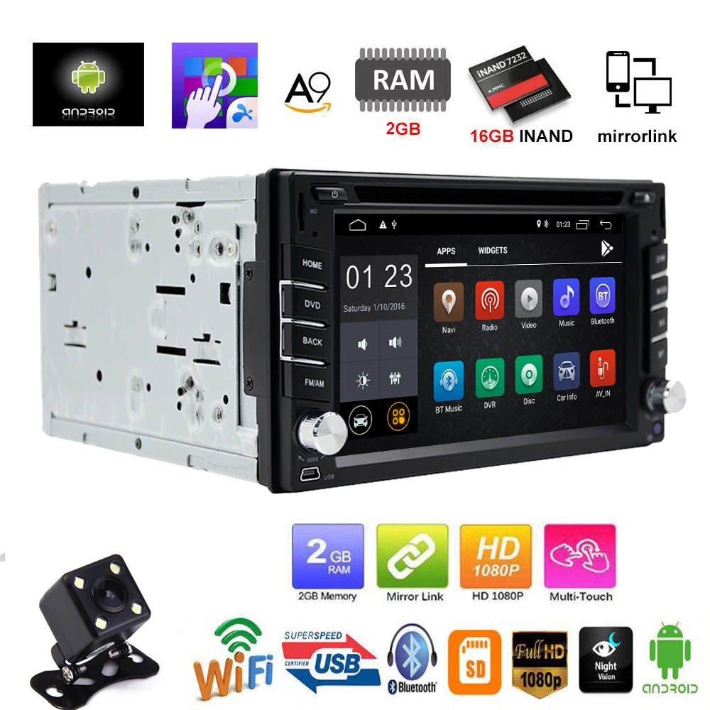 

2 Din Android 8.1 Car DVD Player Universal 2+16G Quad Core Car Radio GPS Navigation Audio Stereo Wifi Touch Screen SWC Head Unit