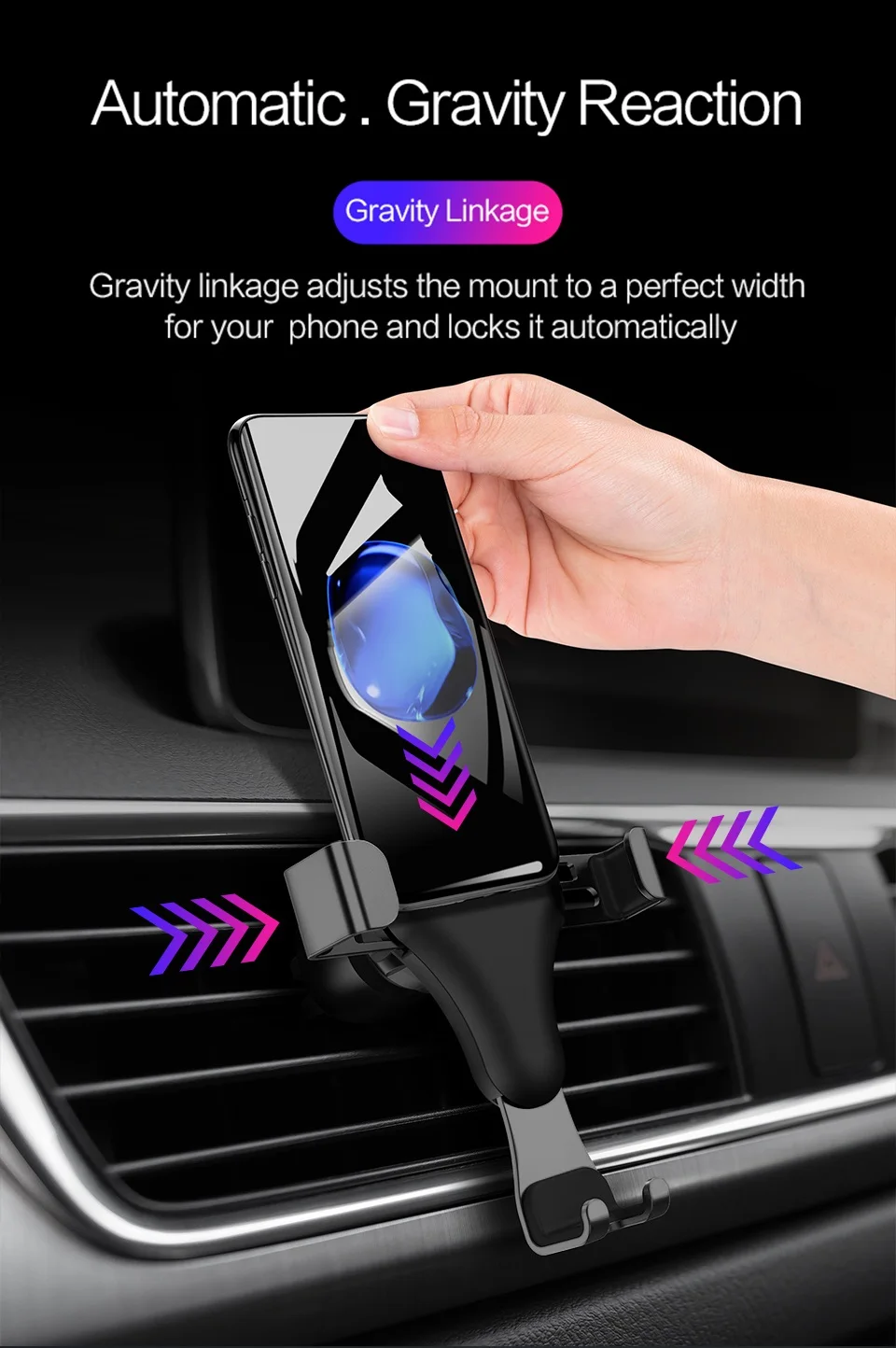 Автомобильный держатель Licheers для iPhone Xiaomi samsung S9 S8 Gravity Air Vent, автомобильный держатель для телефона, держатель для мобильного телефона, подставка в автомобиле