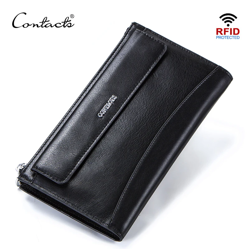 CONTACT'S Genuine Leather Men Long Wallet RFID Men's Clutch Walet Credit Card Holders Cell Phone Bag Purse Coin Pocket Wallets CONTACT'S Genuine Leather Men Long Wallet RFID Men's Clutch Walet Credit Card Holders Cell Phone Bag Purse Coin Pocket Wallets