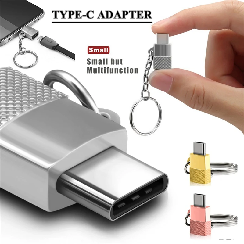 

Alloy Micro USB to Type-c Adapter with Chain Exquisite for Android Micro USB to Type-C Charge Date Transmission Adapter