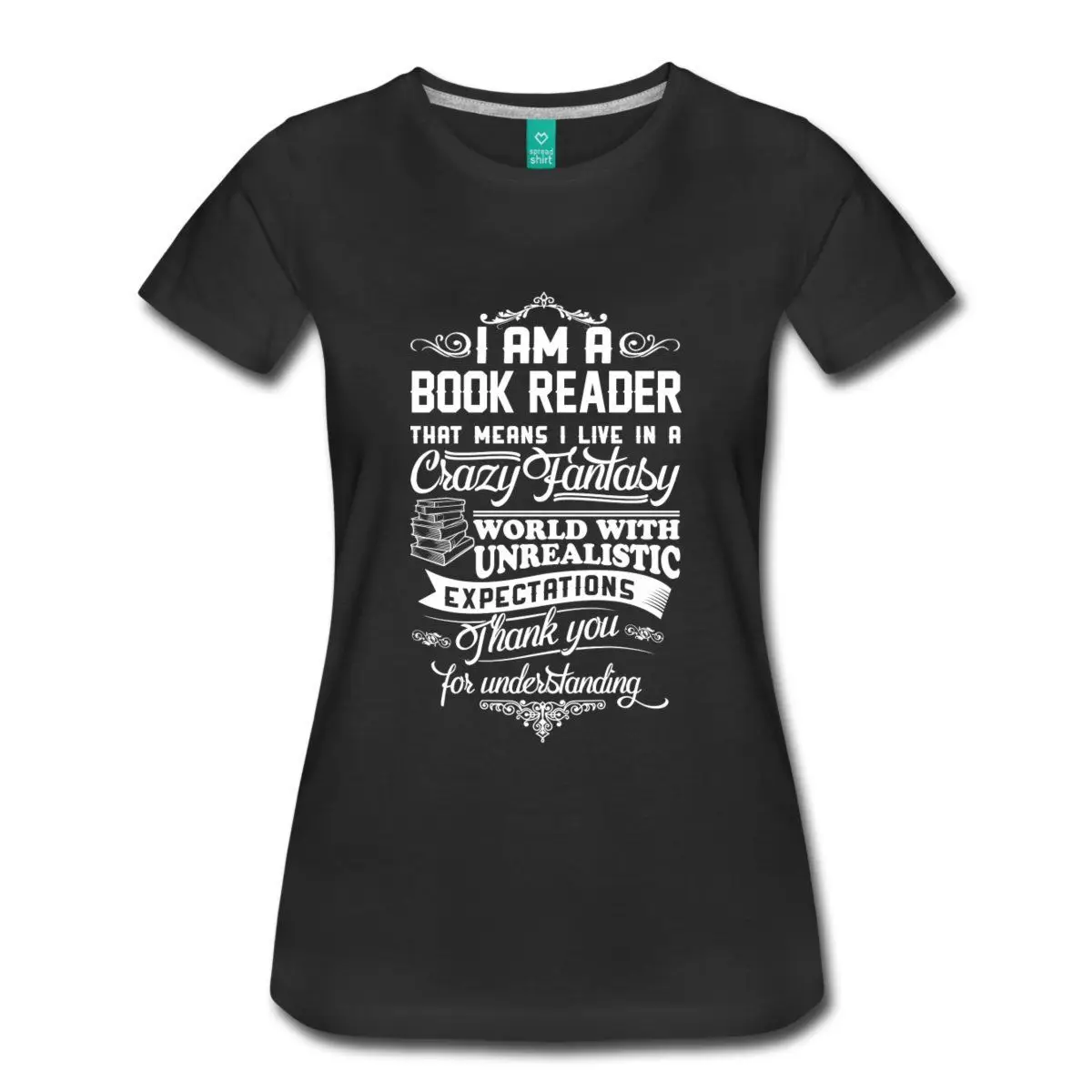 

Book Reader Fantasy World Quote Women's T-Shirt Sexy Fashion T Shirt Summer Casual Cotton Tops Tees Fashion Plus Size