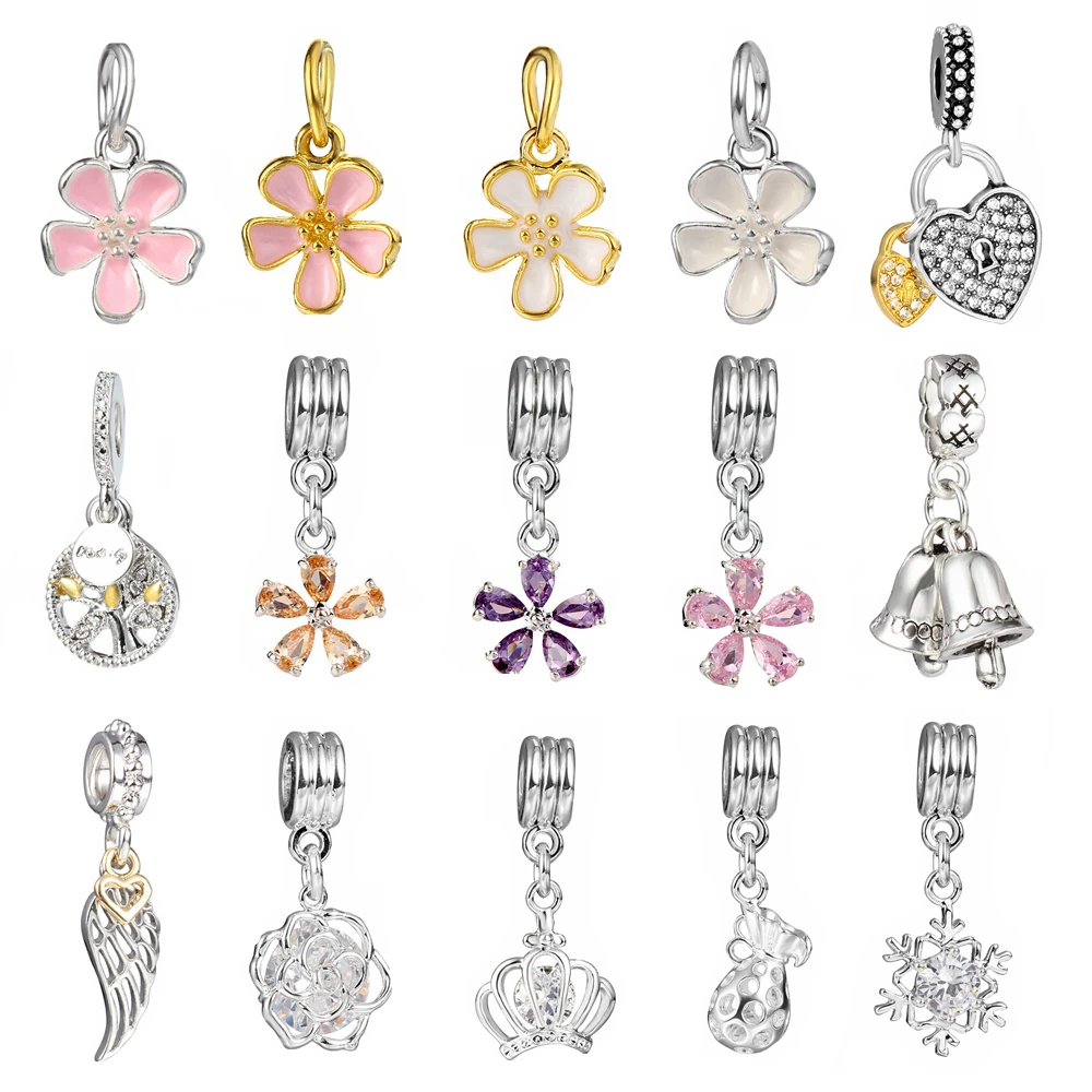 

Making Silver Zircon Pendant For European Bracelet and Necklace Charm Beads Dangle European Jewelry Accessories MX55