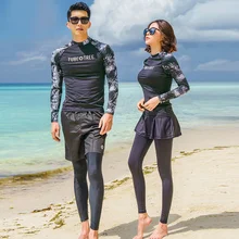 Rashguards для мужчин и женщин 3 шт. рубашка с длинными рукавами шорты брюки купальники для пар серфинг для купания Костюмы Гидрокостюмы Новинка