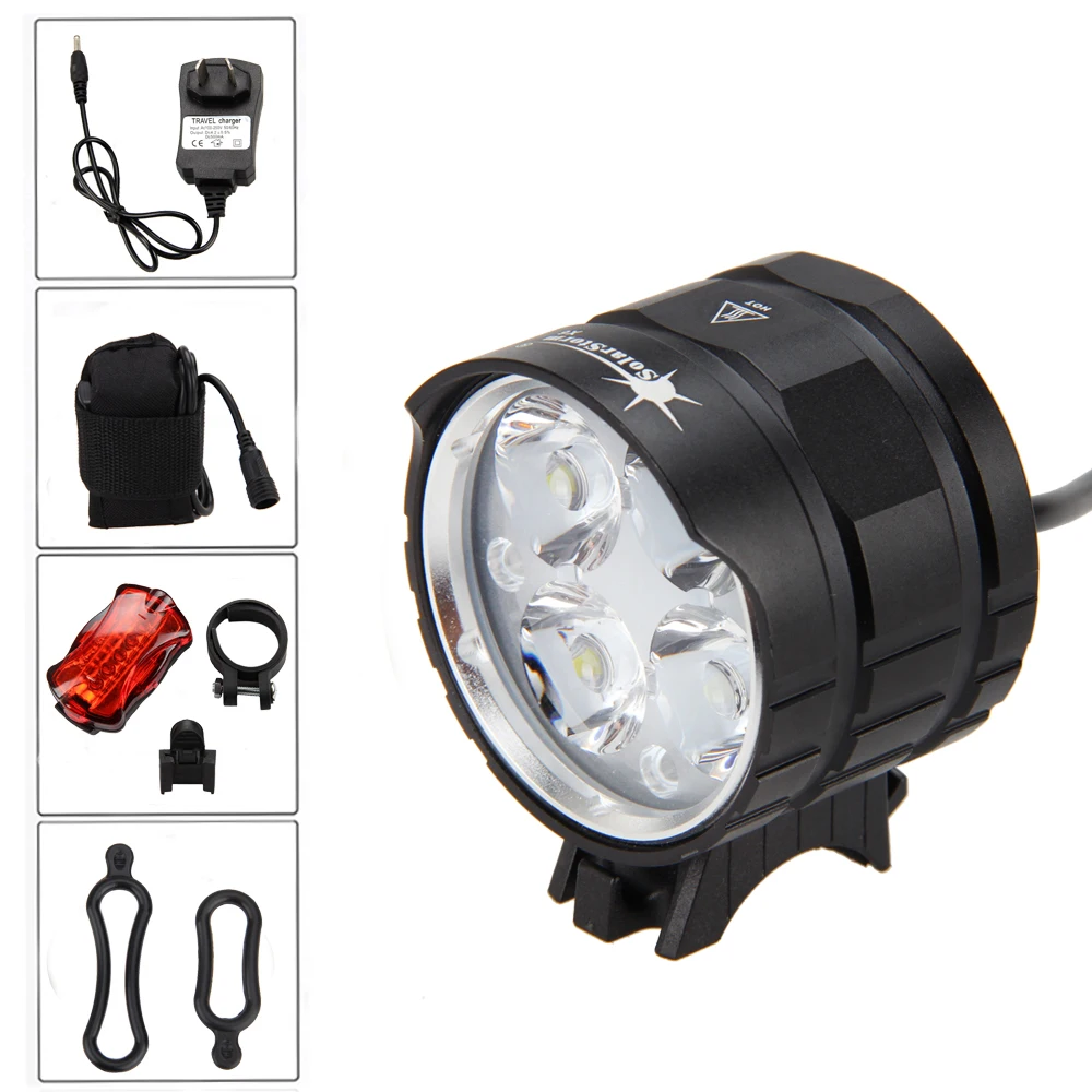Best 2000 LM 4x XML T6 SolarStorm Bike LED Light Front Cycling Light Power Bank With 6400mAh Battery AC Charger Bike Accessories 0 Best 2000 LM 4x XML T6 SolarStorm Bike LED Light Front Cycling Light Power Bank With 6400mAh Battery AC Charger Bike Accessories 0