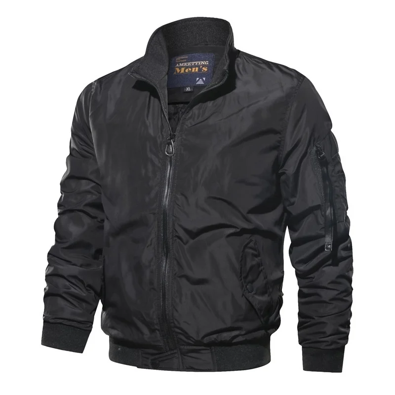 LBL Solid Bomber Jacket Men Casual Autumn Spring Military Pockets Jackets Man Outwear Slim Fit Mens