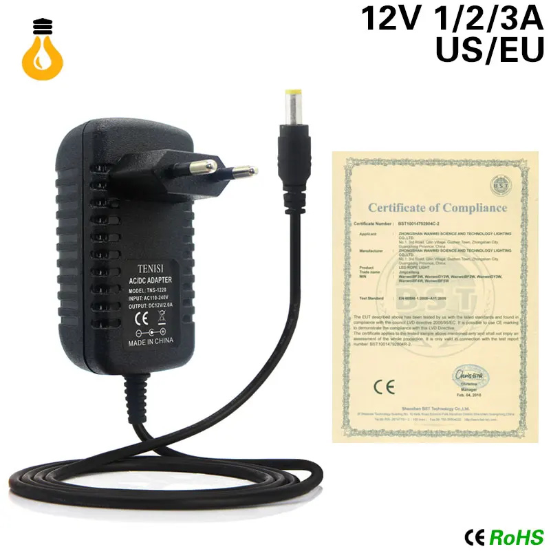 12V источник питания AC100 ~ 240V К DC12V Светодиодный драйвер 1A 2A 3A трансформатор для