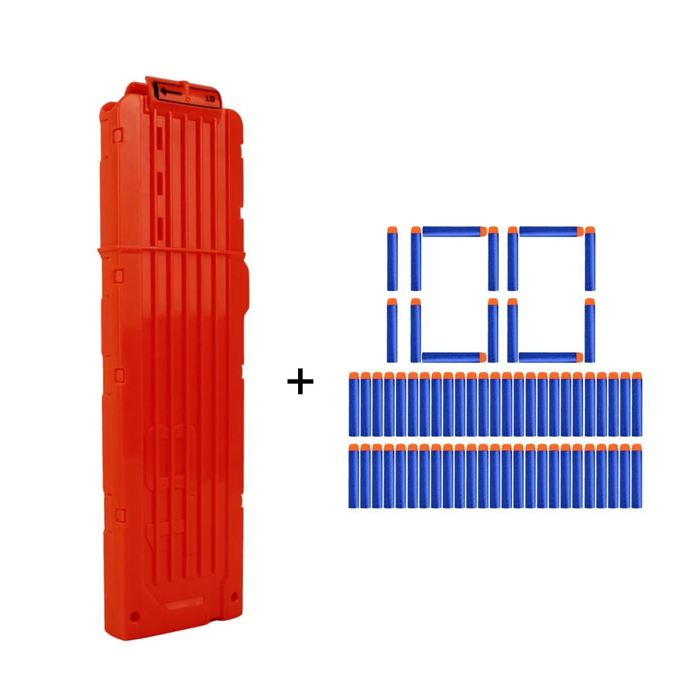 18 журналов для перезарядки, круглые дротики, сменные Пластиковые журналы, игрушечный пистолет, мягкая пуля, зажим для Nerf, пистолет для Nerf Blaster - Цвет: 1Clip With 100Bullet