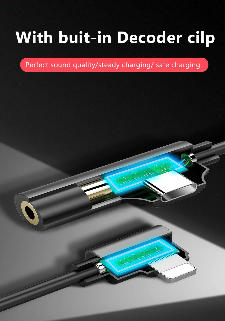 !ACCEZZ 2 IN 1 Lighting Charging Listening Adapter For iphone X 8 7 Plus XS MAX XR Audio 3.5mm Jack Connerter AUX Splitter Cable (7)