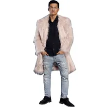 Новинка, мужская зимняя куртка из искусственного меха, черная стильная Длинная ветровка с лисой, Толстая теплая модная мужская кожаная шуба