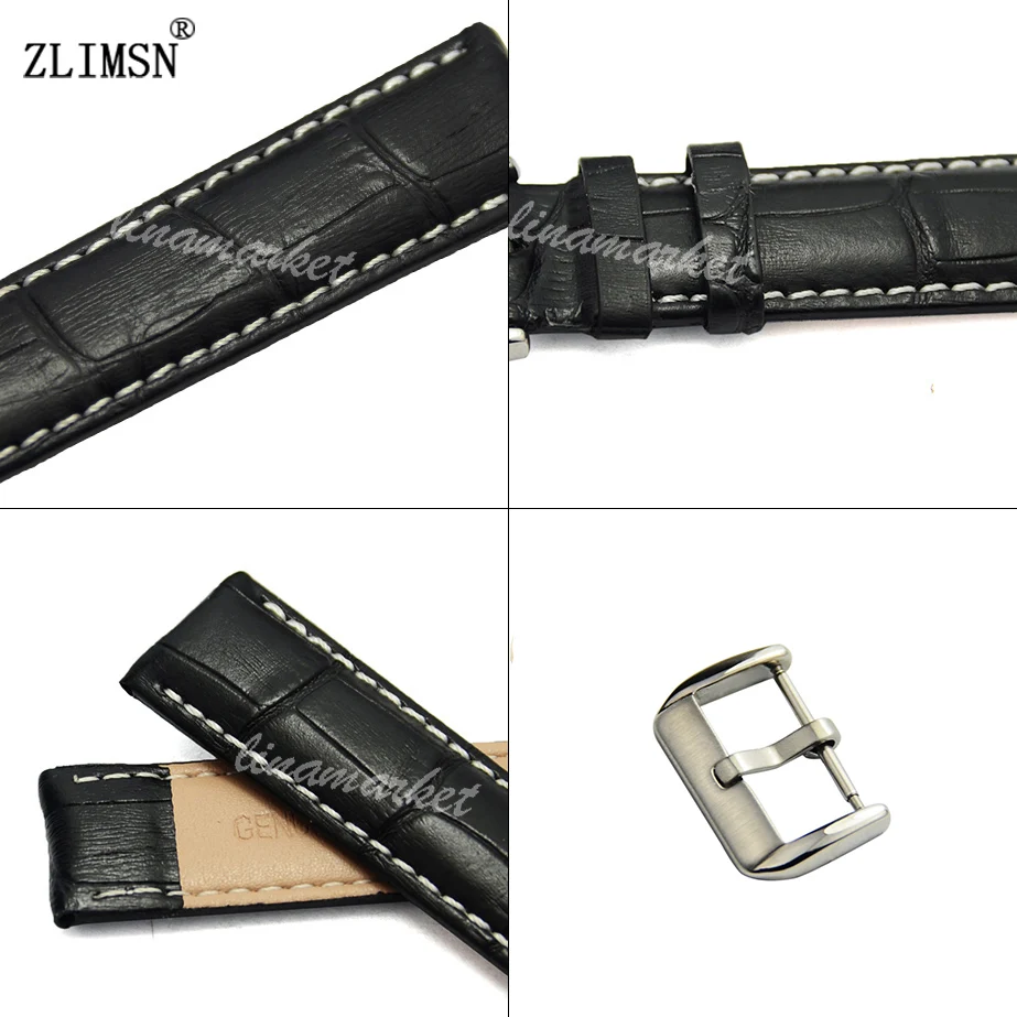 ZLIMSN ремешок для часов из натуральной кожи 12 14 16 19 21 23 мм черный коричневый браслеты серебро Нержавеющая сталь Пряжка на продажу Специальная цена