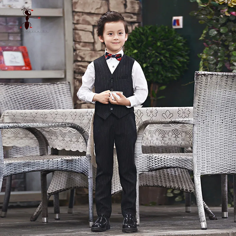 Kung Fu Ant Single Breasted Striped Casual Boys Single Vest Suits Terno Menino Boy Suits Formal D129 Kung Fu Ant Single Breasted Striped Casual Boys Single Vest Suits Terno Menino Boy Suits Formal D129