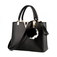 Fur Ball Ornamet Women Occident Style Simple font b Handbag b font Designer Stlish Shoulder Bag