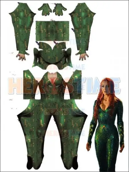 3D печать Mera Aquaman версия фильма костюм спандекс костюмы косплей супергероя на