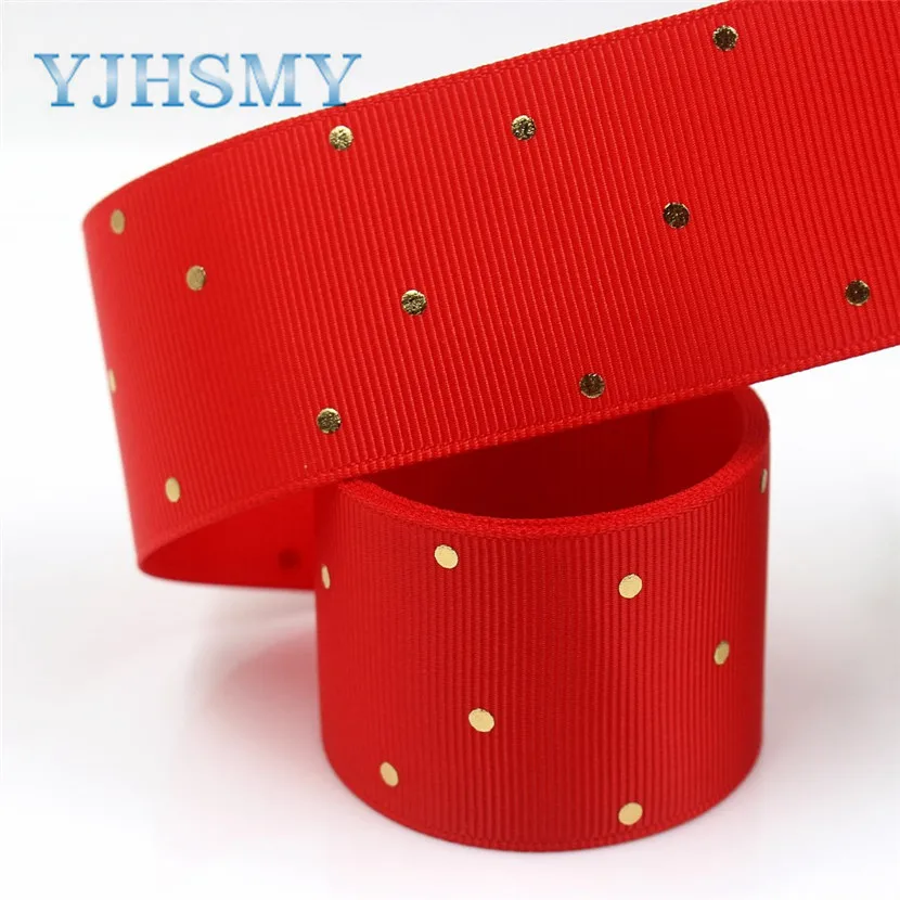 YJHSMY I-19407-862, 10 ярдов, горячая Распродажа 38 мм сплошной цвет точка горячего тиснения корсажные ленты, Бант колпачок DIY аксессуары украшения - Цвет: I-19407-866