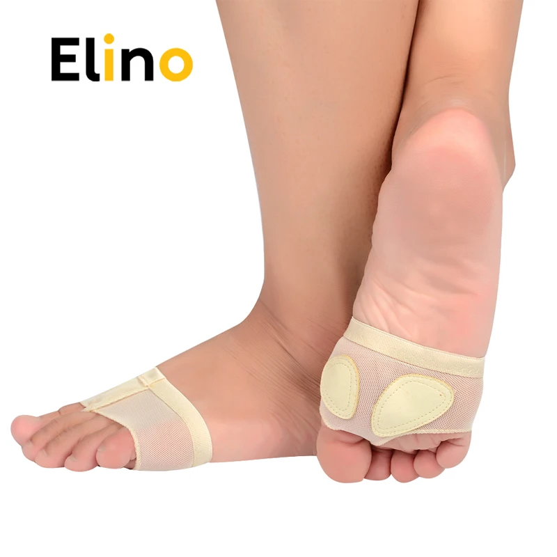 Elino النساء بطن الباليه الأمامية أصابع نصف منصات الرقص رياضة باو الأمشاط ثونغ حامي الغنائي الجوارب تقسيم النعال