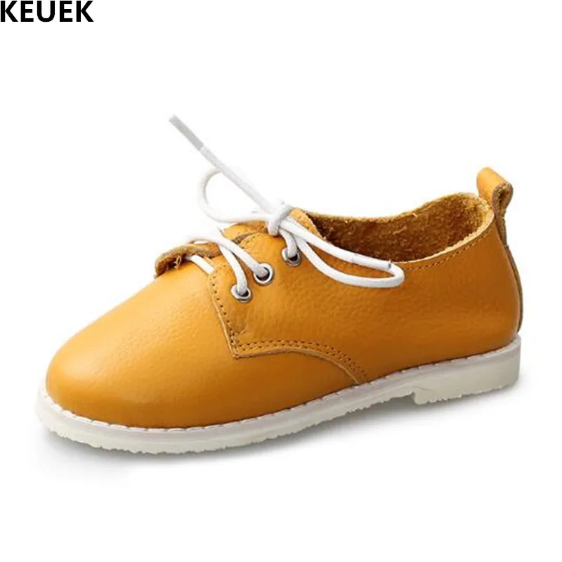 

New Children Shoes Autumn Casual Lace-Up Genuine Leather Shoes Boys Girls Flats Breathable Moccasins Kids Shoes Baby 041