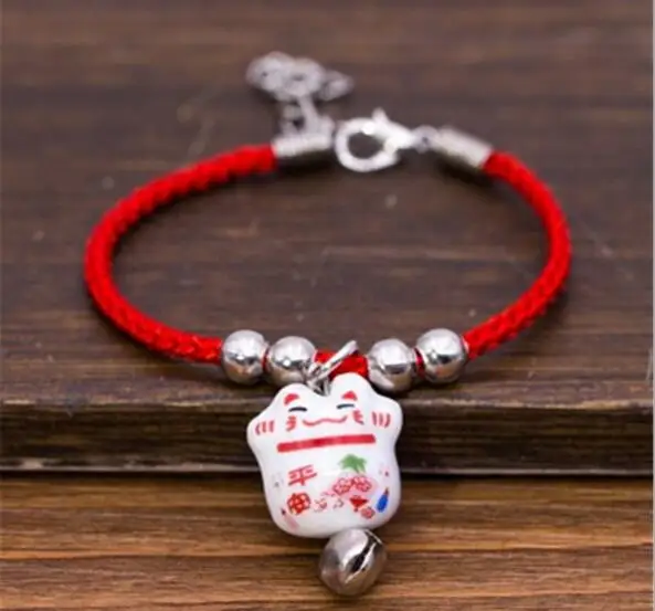 Новая мода красная веревочная цепь милый кот браслет и браслеты для девочек ювелирные изделия лучший подарок приносящий удачу дружба прекрасный кот браслет - Окраска металла: 4