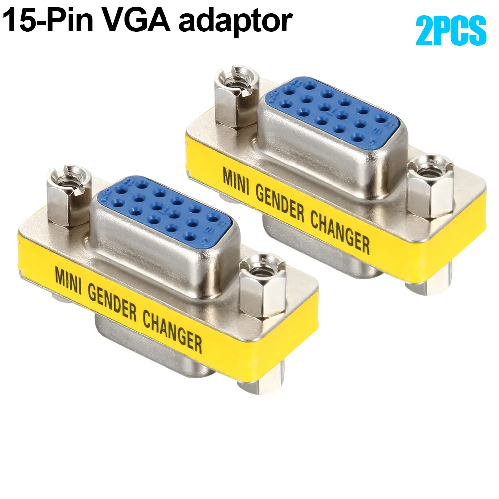 

2pcs 15 Pin HD VGA/SVGA Female to Female Gender Bender Changer Adaptor Converter Swap Q99 DJA99