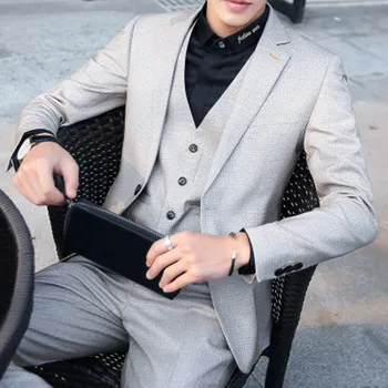 

Suit 2017 spring and summer new men business suit three sets jacket+vest+pants