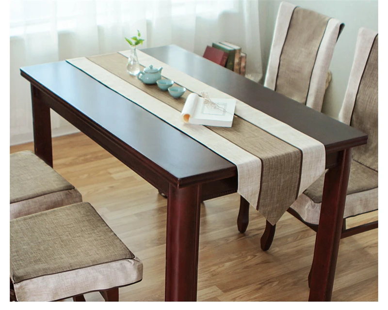 Lanweini Modern Minimalist Style Retro Solid Stripe Table Runner Decorative Chinese Classic Table Flag Cabinet Cover Table Cloth