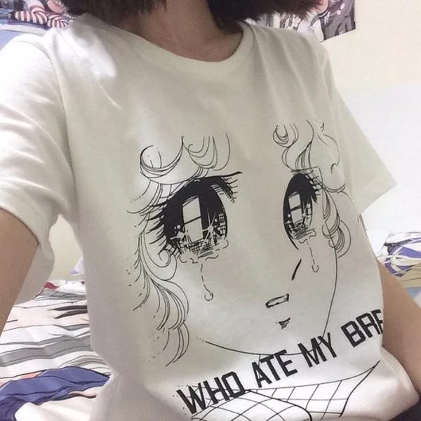 YEMUSEED WHO ATE MY BREAD футболка Женская Harajuku Милая футболка с принтом слез для девочек женские Топы XL Plus WMT176 - Цвет: 111