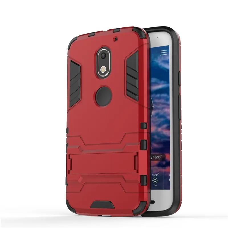 Phone Case Luxury Bag Dual Layers Shockproof  Armor Plastic TPU Rugged Hybrid Shell Case Cover with Kickstand for Motorola Moto E3 E 3  (14)