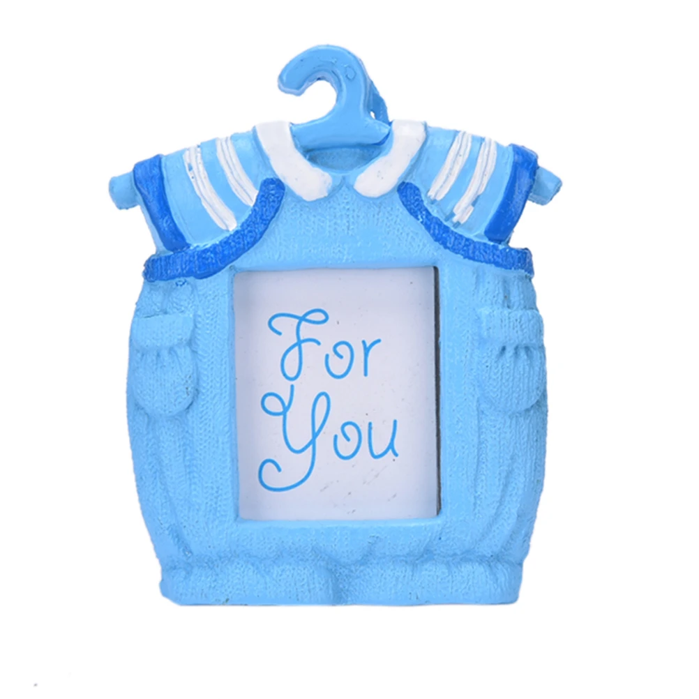 Маленький розовый синий фоторамка Смола Детская одежда узор Детская Рамка для фотографии для дома Декор лучшие подарки - Цвет: Синий