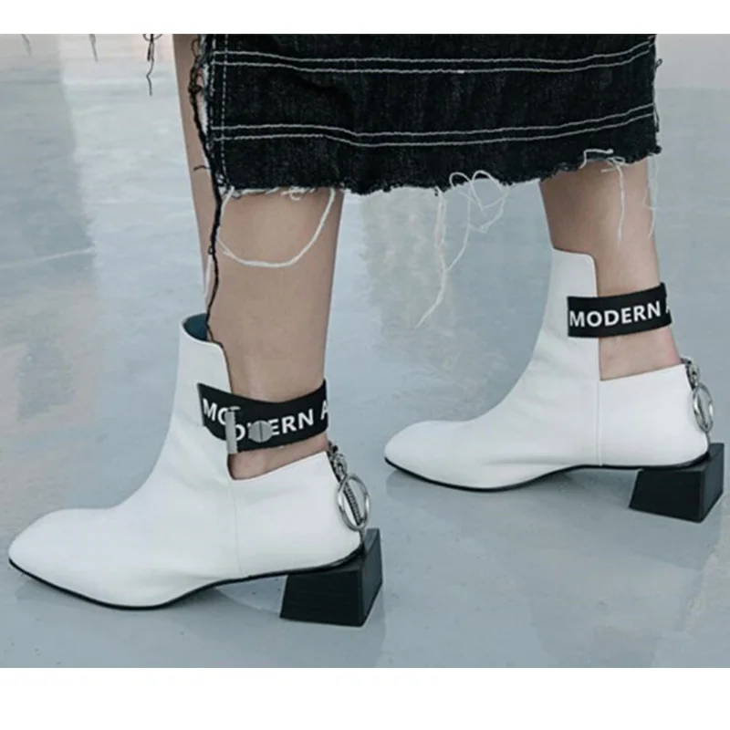 

2019 Square Toe Women Ankle Boots Runway Chic Heels Back Zipper Autumn Short Booties Retro Back Zipper Chaussures Femmes Tide