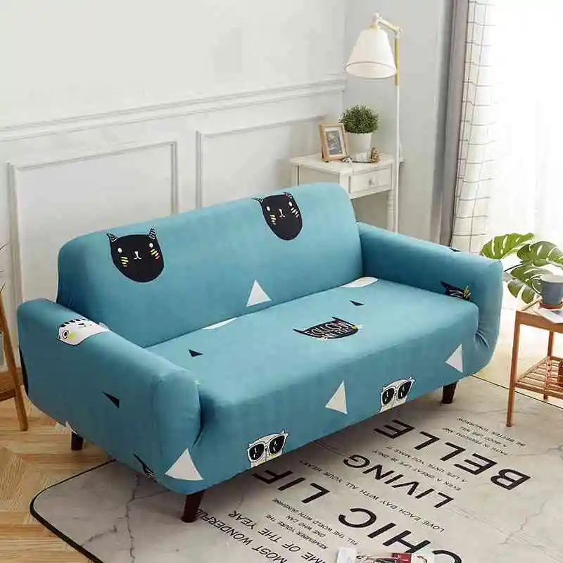 Cute Cartoon Printed Recliner Couch Covers Single Double Seat