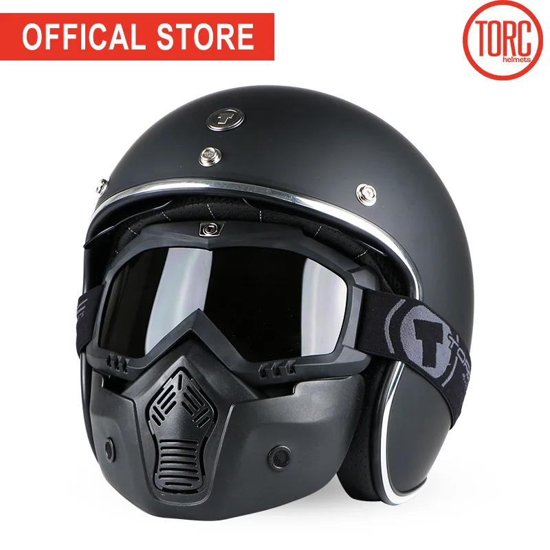 Bluetooth moto rcycle шлем винтажный с открытым лицом 3/4 шлем с внутренним козырьком moto cross jet Ретро capacete шлем мото T57 - Цвет: Matte black mask